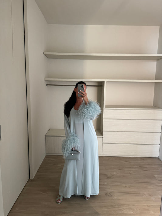 Nada Abaya set incl. inner dress - Light Blue (Exclusive Premium Collection)